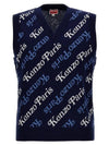 Paris Monogram Print All-Over Cotton Vest Navy - KENZO - BALAAN 2