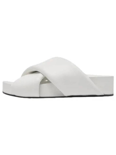 Women's Padded Slides Leather Slippers White - JIL SANDER - BALAAN 2