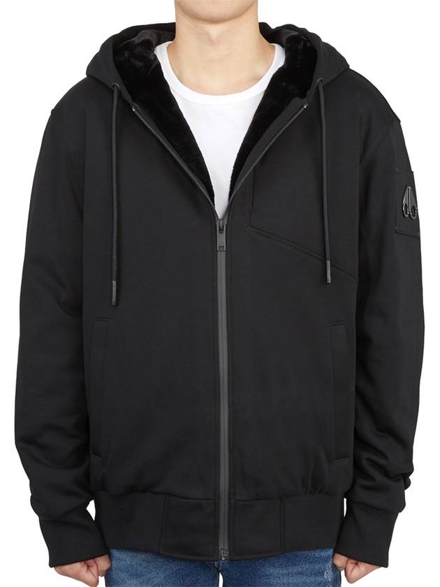 Tilden Fox Fur Zip Up Hoodie Black - MOOSE KNUCKLES - BALAAN 3