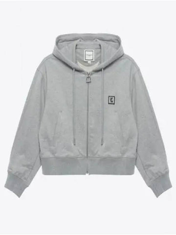 Back Logo Crop Zip-Up Hoodie Grey - WOOYOUNGMI - BALAAN 1