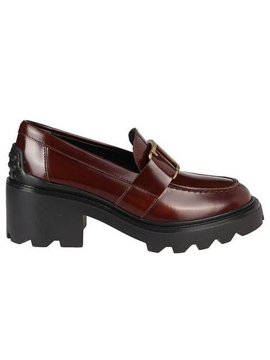 T Logo Leather Loafer Heels Brown - TOD'S - BALAAN 1