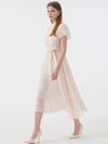 Ella Mock Neck Petal Sleeve Strap Long Dress Ivory - AME - BALAAN 5