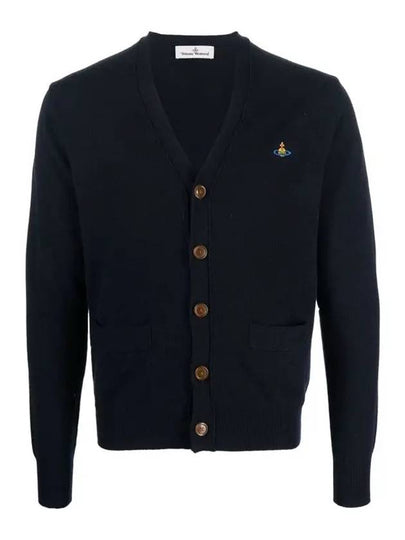 Logo Embroided Button Wool Cardigan Black - VIVIENNE WESTWOOD - BALAAN 2