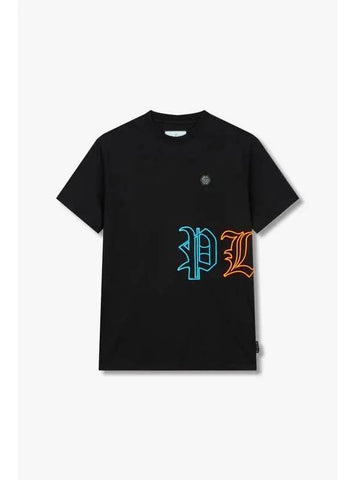 Men s Colorful Gothic Logo Embroidered T Shirt Black - PHILIPP PLEIN - BALAAN 1