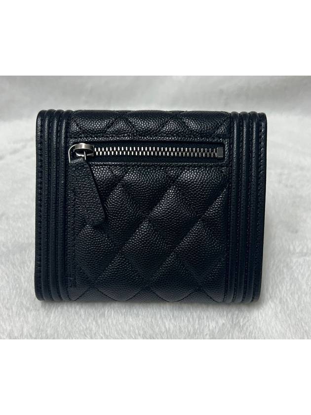 Small Flap Wallet Grained Calfskin Ruthenium Metal Black A80734 - CHANEL - BALAAN 3