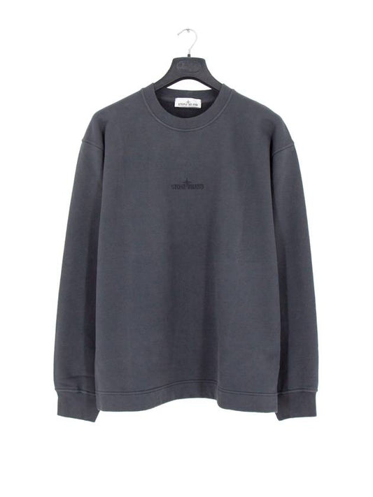 Crew Neck  Brushed Cotton Fleece Sweatshirt Grey - STONE ISLAND - BALAAN 1