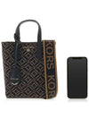 Sinclair Extra Small Jacquard Tote Bag Black Dark Camel - MICHAEL KORS - BALAAN 7