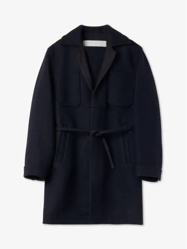 Handwarmer Pocket Midi Wool Single Coat Navy - JIL SANDER - BALAAN 2