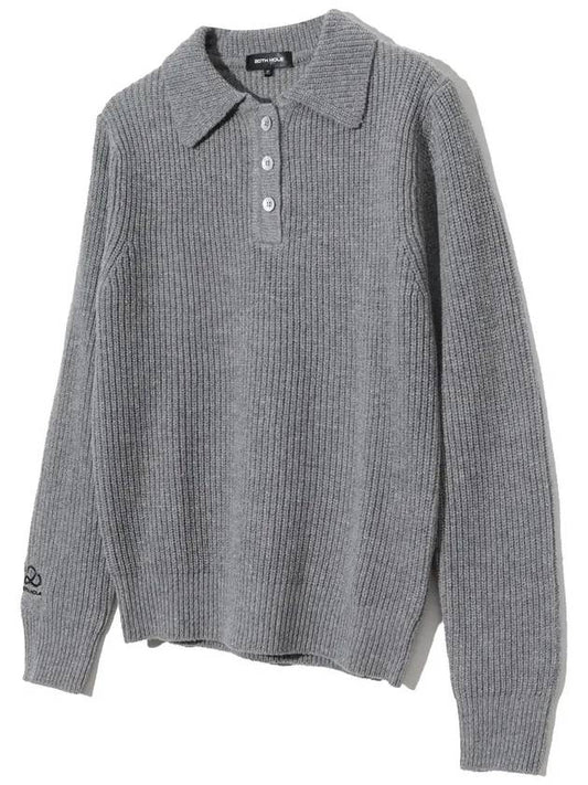 Lambswool collar button point knit LGREY - 20THHOLE - BALAAN 2