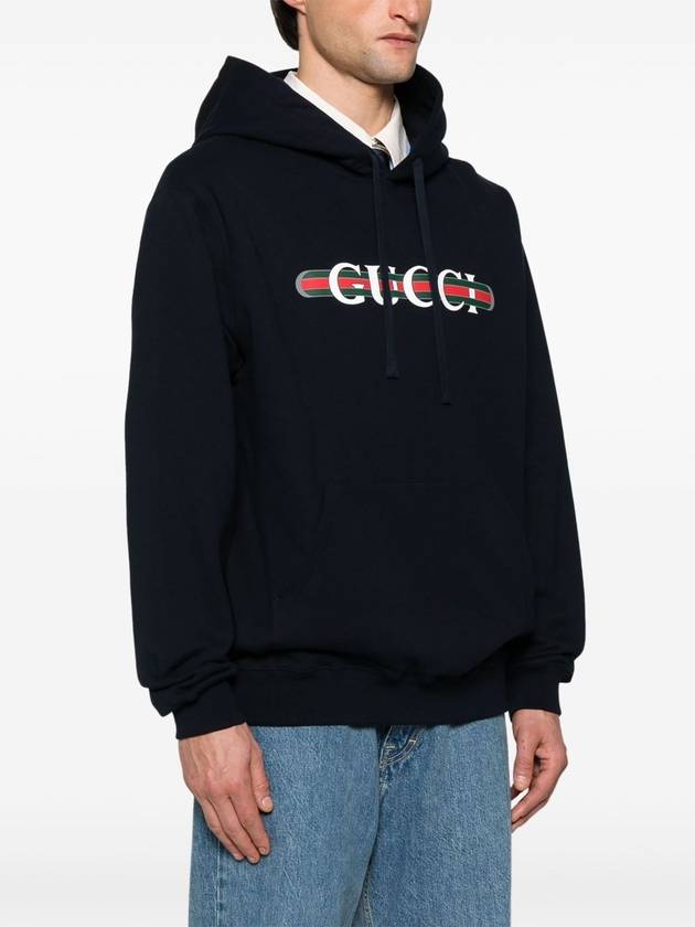 Logo Print Hoodie Navy - GUCCI - BALAAN 4