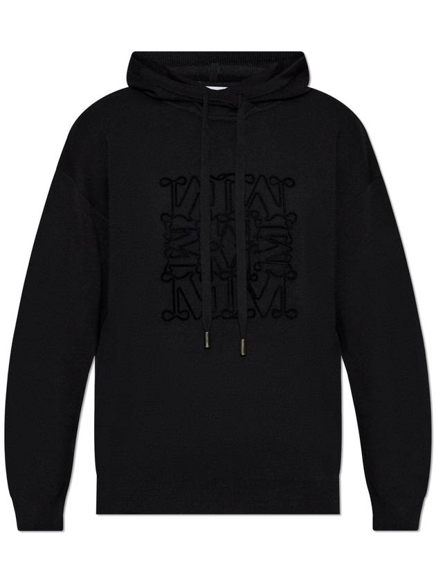 Embroidered Logo Drawstring Hoodie Black - MAX MARA - BALAAN 2