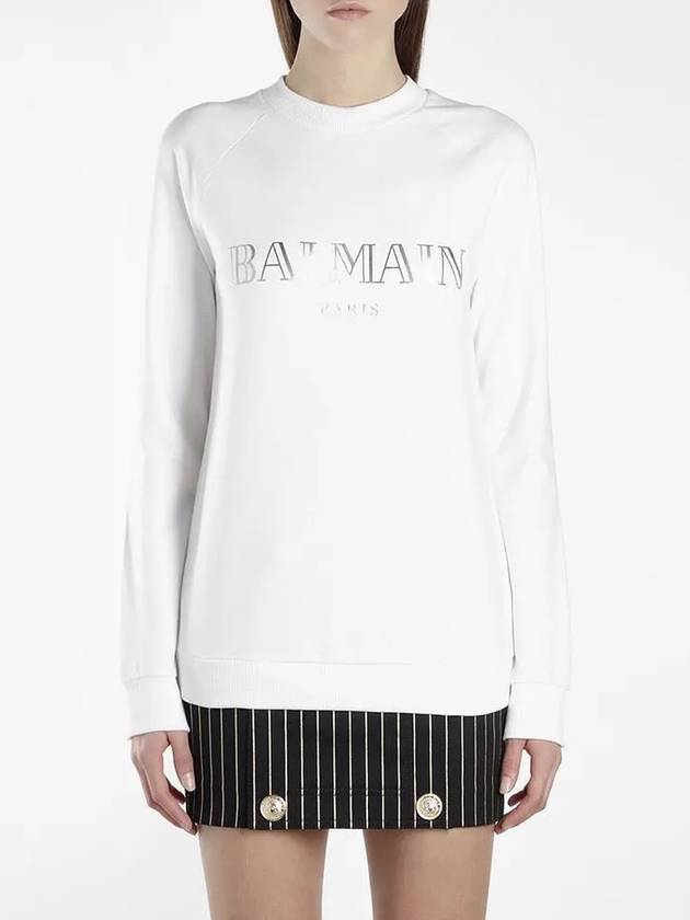 SS Silver Logo Sweatshirt White - BALMAIN - BALAAN 1