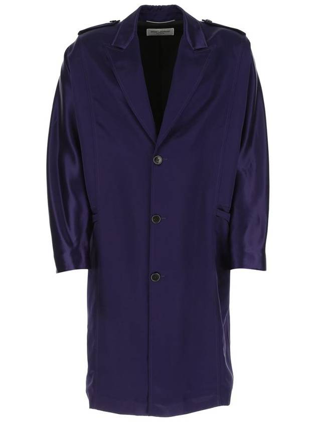 Purple Satin Texture Single Coat - SAINT LAURENT - BALAAN 2