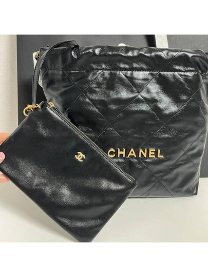 22 Bag Small Shiny Calfskin Gold Metal Black AS3260 - CHANEL - BALAAN 2