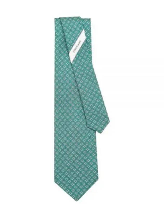 Tetris Print Silk Tie Green - SALVATORE FERRAGAMO - BALAAN 2