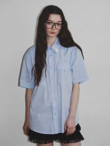 Western Stripe Pattern Shirt_Sky Blue_W - KINETO - BALAAN 1