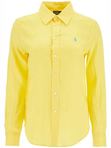 long sleeve linen shirt yellow - POLO RALPH LAUREN - BALAAN 1