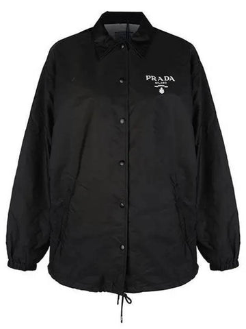 Logo Re-Nylon Overshirt Jacket Black - PRADA - BALAAN 1