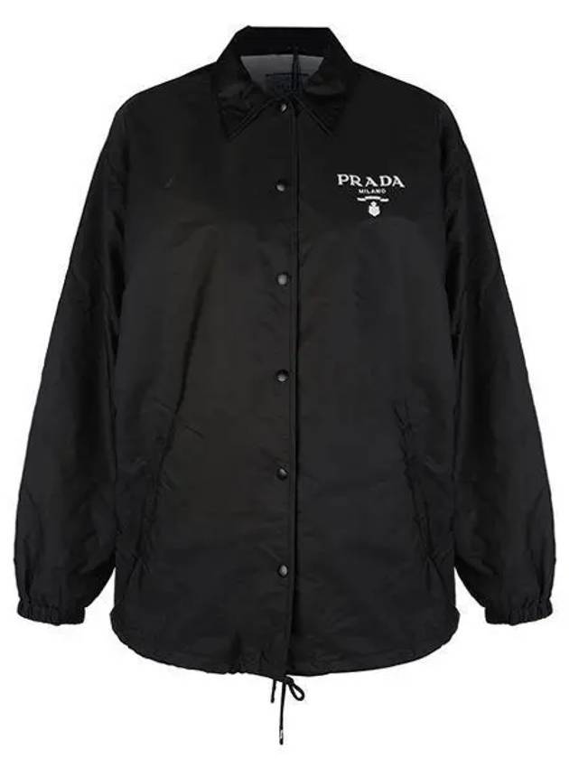 Logo Re-Nylon Overshirt Jacket Black - PRADA - BALAAN 1