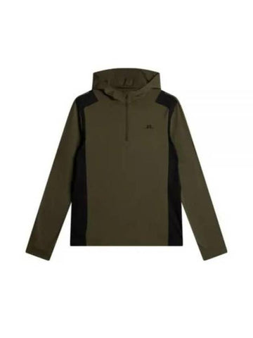 Lucas Quarter Zip Hooded Long Sleeve T-Shirt Forest Green - J.LINDEBERG - BALAAN 1