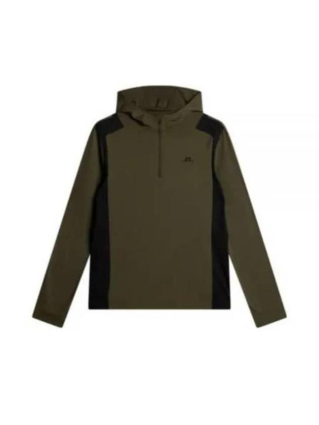 Lucas Quarter Zip Hooded Long Sleeve T-Shirt Forest Green - J.LINDEBERG - BALAAN 2