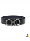 Gancini Buckle Reversible Leather Belt Navy Black - SALVATORE FERRAGAMO - BALAAN 2