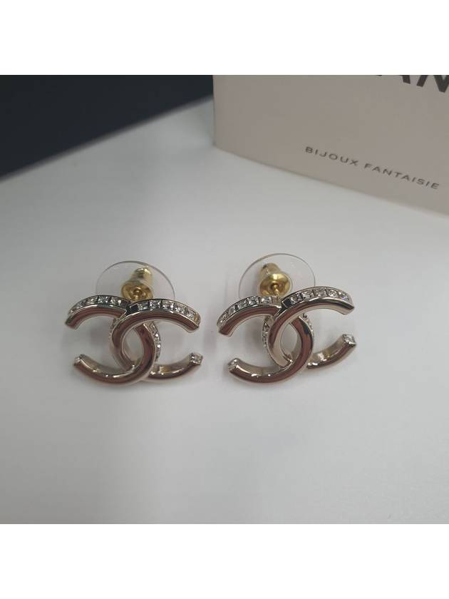 CC Logo Crystal Stud Earrings Gold - CHANEL - BALAAN 4