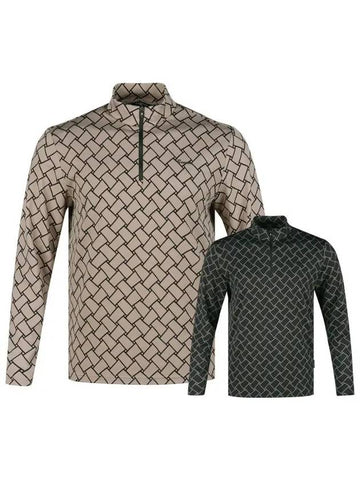 Arnaldo Bassini Men s Half Zip Up Pattern Long Sleeve T Shirt ABMTS44304 - LUX GOLF - BALAAN 1