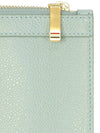 Pebble Grain Three Stripes Zipper Small Clutch Bag Light Blue - THOM BROWNE - BALAAN 5