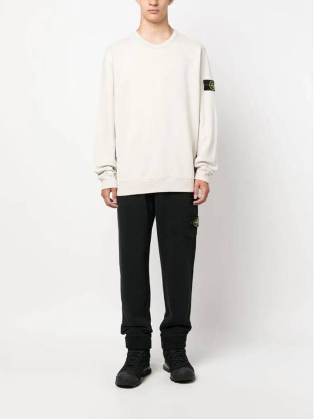 Brushed Cotton Fleece Garment Dyed Crewneck Sweatshirt Stucco - STONE ISLAND - BALAAN 3