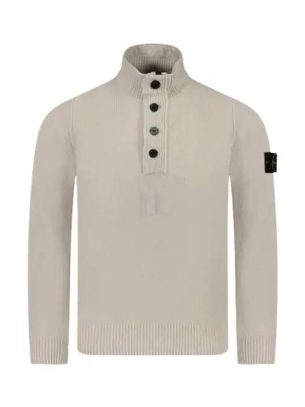 Wappen Patch Half Button Lambswool Knit Top Plaster - STONE ISLAND - BALAAN 2