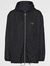 Triangle Logo Nylon Hooded Jacket Black - PRADA - BALAAN 7