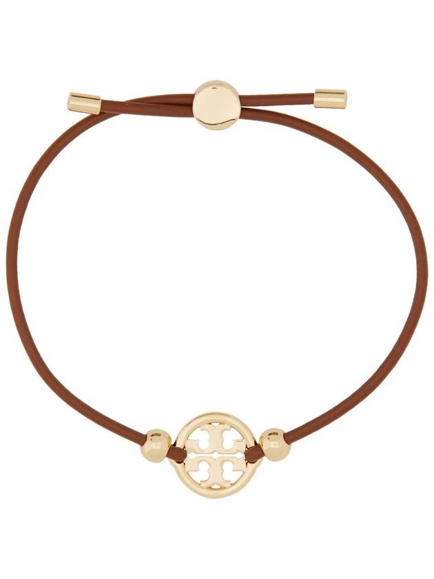 Miller Logo Charm Slider Leather Bracelet Brown - TORY BURCH - BALAAN 3