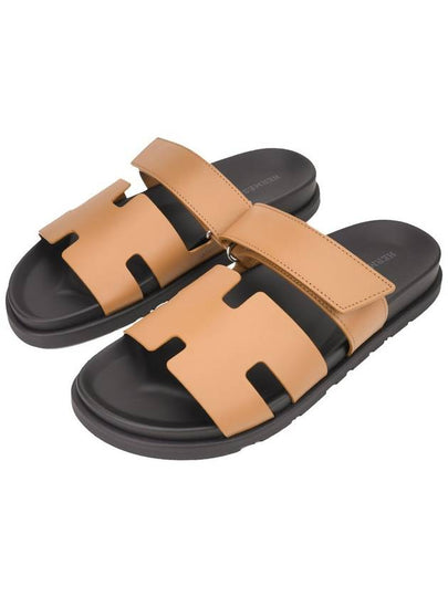 Chypre H Logo Calfskin Sandals Natural Gold - HERMES - BALAAN 2