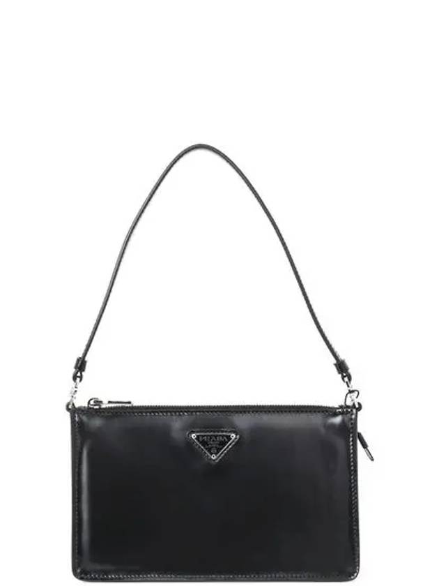 Brushed Leather Mini Bag Black - PRADA - BALAAN.