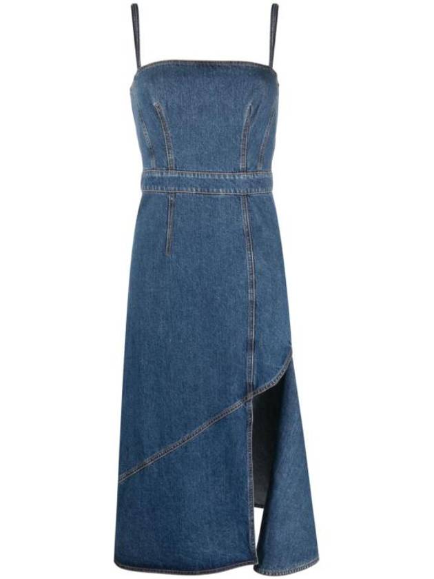 Slit Detail Denim Midi Dress Blue - ALEXANDER MCQUEEN - BALAAN 2