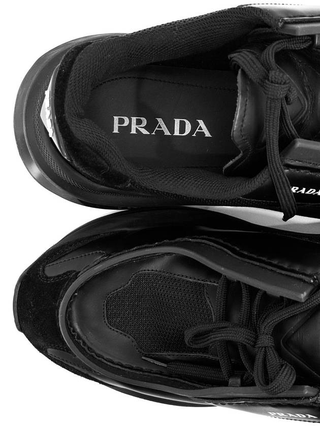 8 Brushed Leather Bike Suede Sneakers Black - PRADA - BALAAN 5