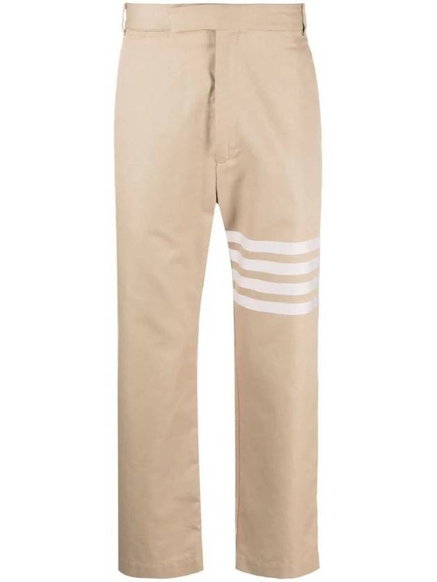 4 Bar Stripe Cotton Straight Pants Beige - THOM BROWNE - BALAAN 2