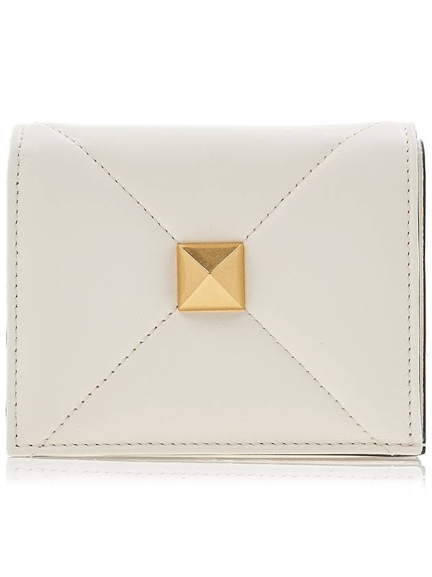 Roman Stud Small Nappa Leather Half Wallet Ivory - VALENTINO - BALAAN 2