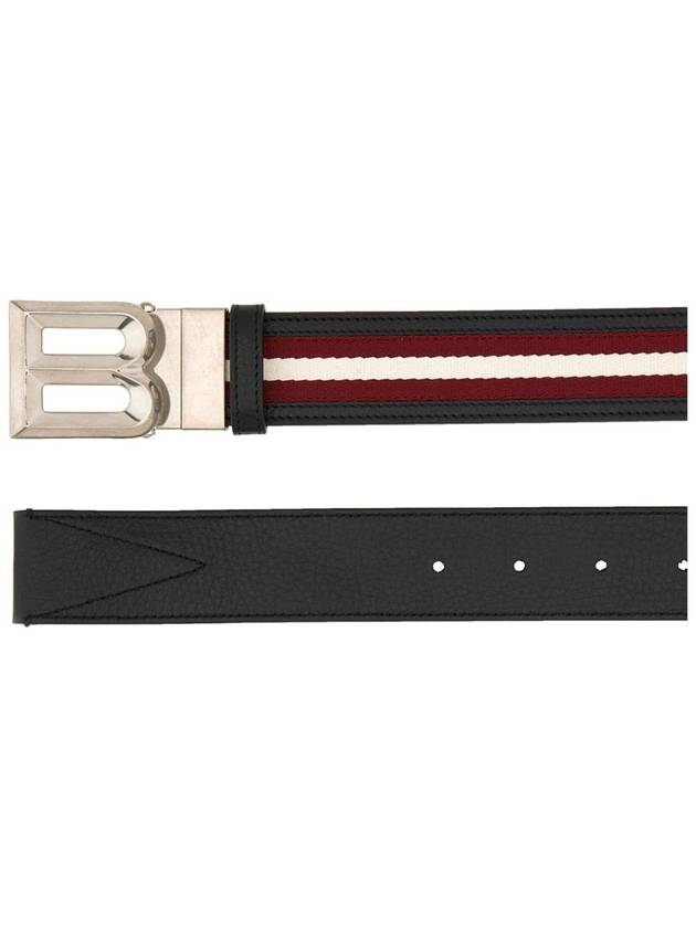 B Bold Reversible Fabric Leather Belt Red White - BALLY - BALAAN 4