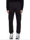 Garment Dyed Cotton Wool Satin Cargo Track Pants Black - STONE ISLAND - BALAAN 4