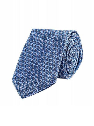 TIE Gancini Printed Silk Blue - SALVATORE FERRAGAMO - BALAAN 1