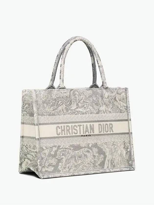 Toile de Jouy Reverse Embroidery Medium Book Tote Grey - DIOR - BALAAN 3