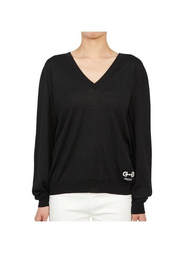 Women's Horsebit Knit Top Black - GUCCI - BALAAN 1