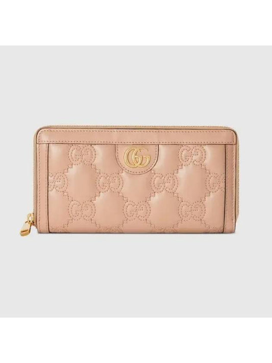 GG Matelassé Zip Around Leather Long Wallet Pink Sand - GUCCI - BALAAN 1