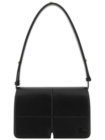 Snip Embossed Logo Leather Shoulder Bag Black - BURBERRY - BALAAN 2