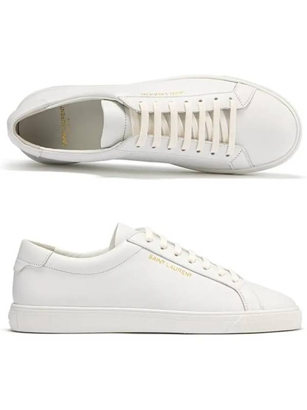 Men's Andy Leather Low Top Sneakers White - SAINT LAURENT - BALAAN 6