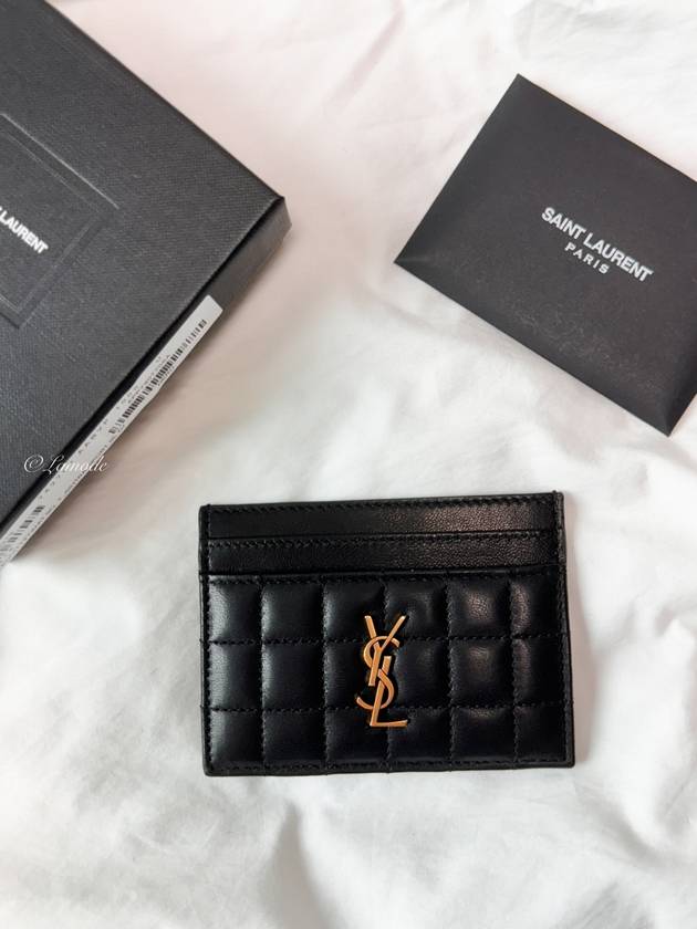 Cassandre Quilting Leather Card Wallet Black - SAINT LAURENT - BALAAN 4