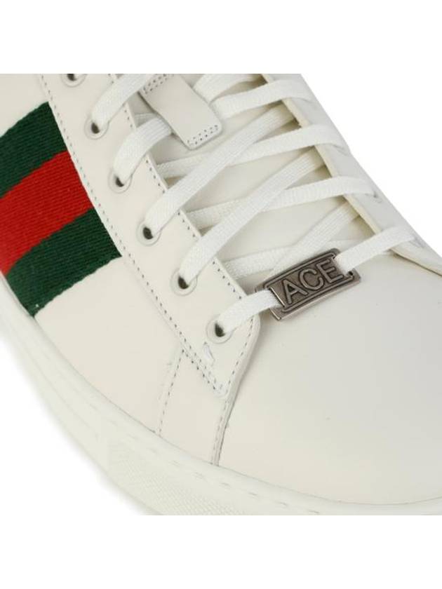 Ace Web Leather Low Top Sneakers White - GUCCI - BALAAN 7