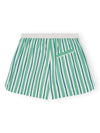 Logo Band Striped Cotton Short Pants Green - GANNI - BALAAN 4